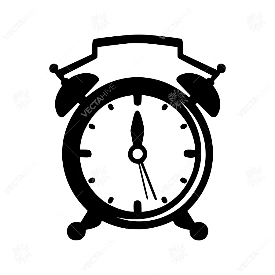 Alarm Clock Icon - Black Outline