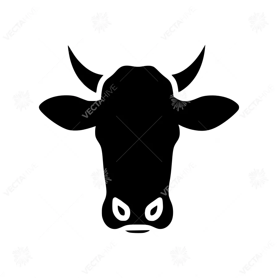 Black Cow Head Silhouette Vector Icon