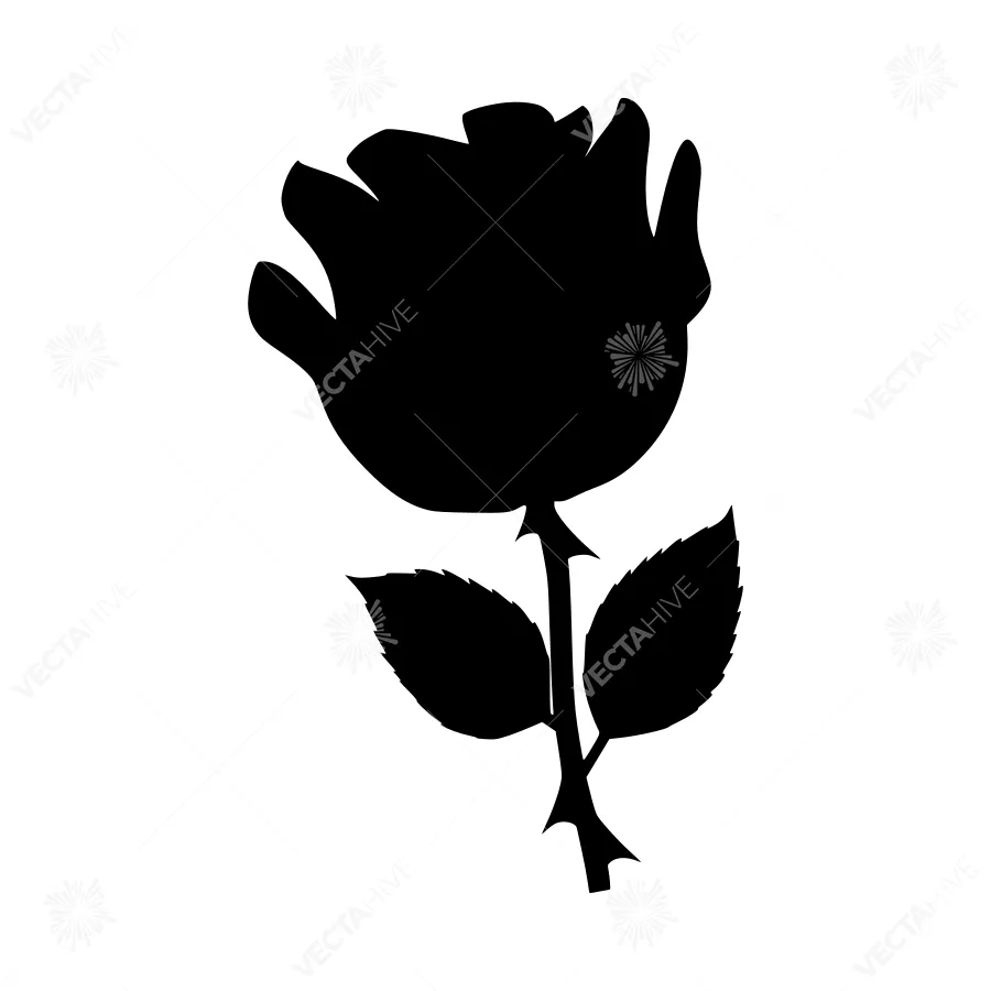 Black Rose Silhouette Vector Illustration