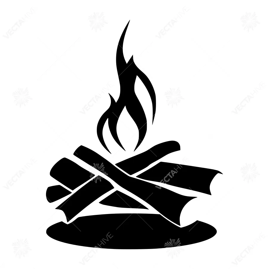 Silhouette Campfire Illustration