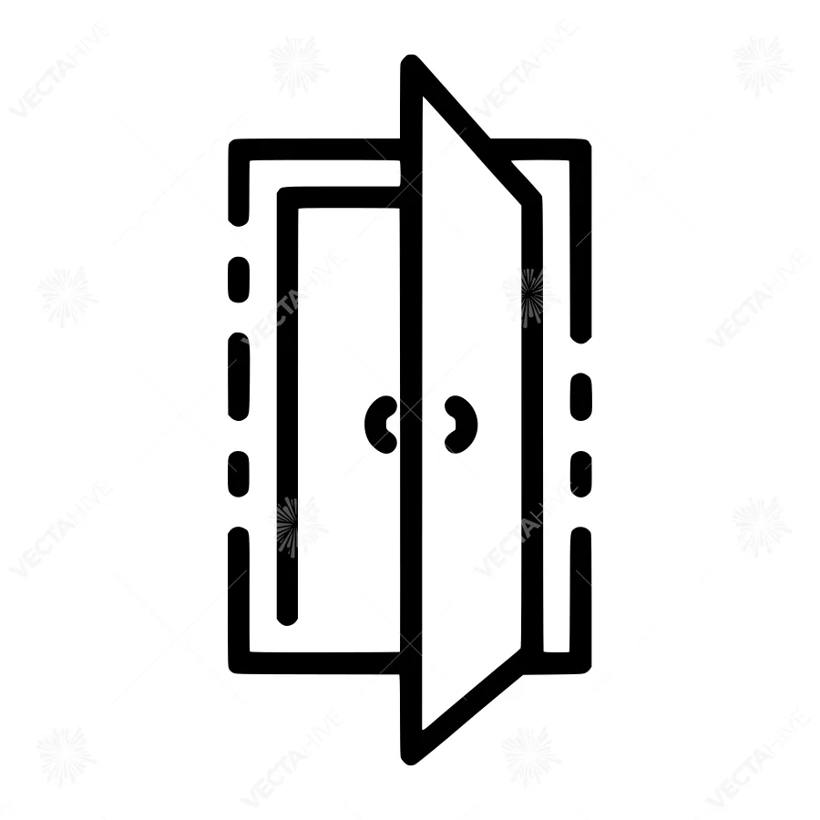 Open Door Icon - Black Line Art