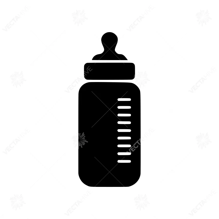 Baby Bottle Icon - Simple Black Silhouette