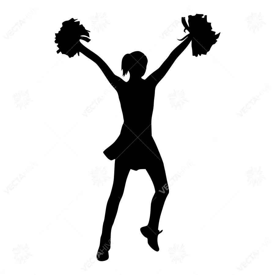 Silhouette Cheerleader Pom-Pom Dance