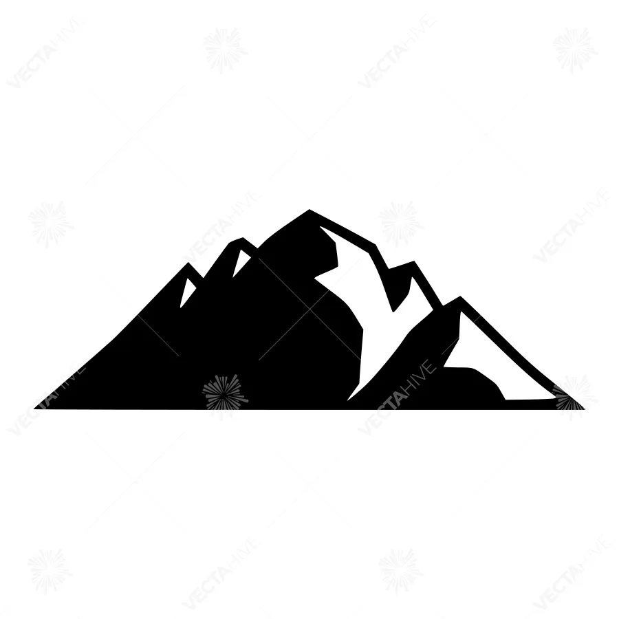 Mountain Silhouette Icon - Black Outline