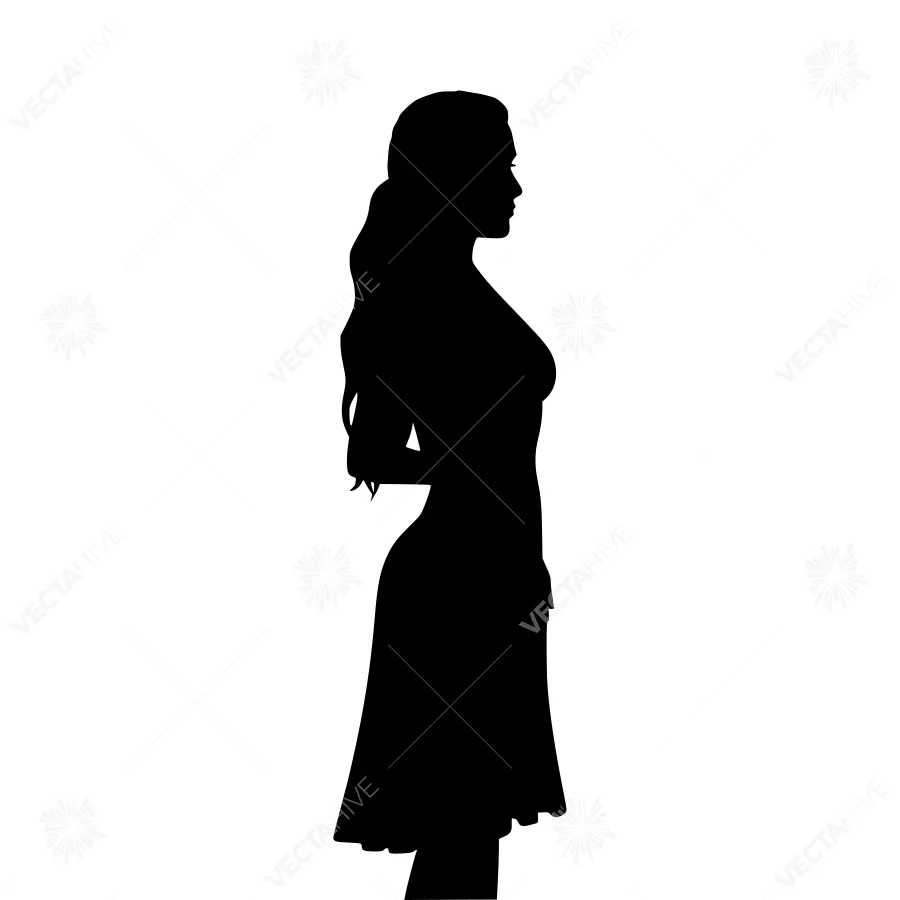Silhouette Woman Dress - Elegant Black Outline