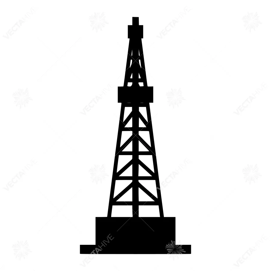 Oil Derrick Icon - Black Silhouette