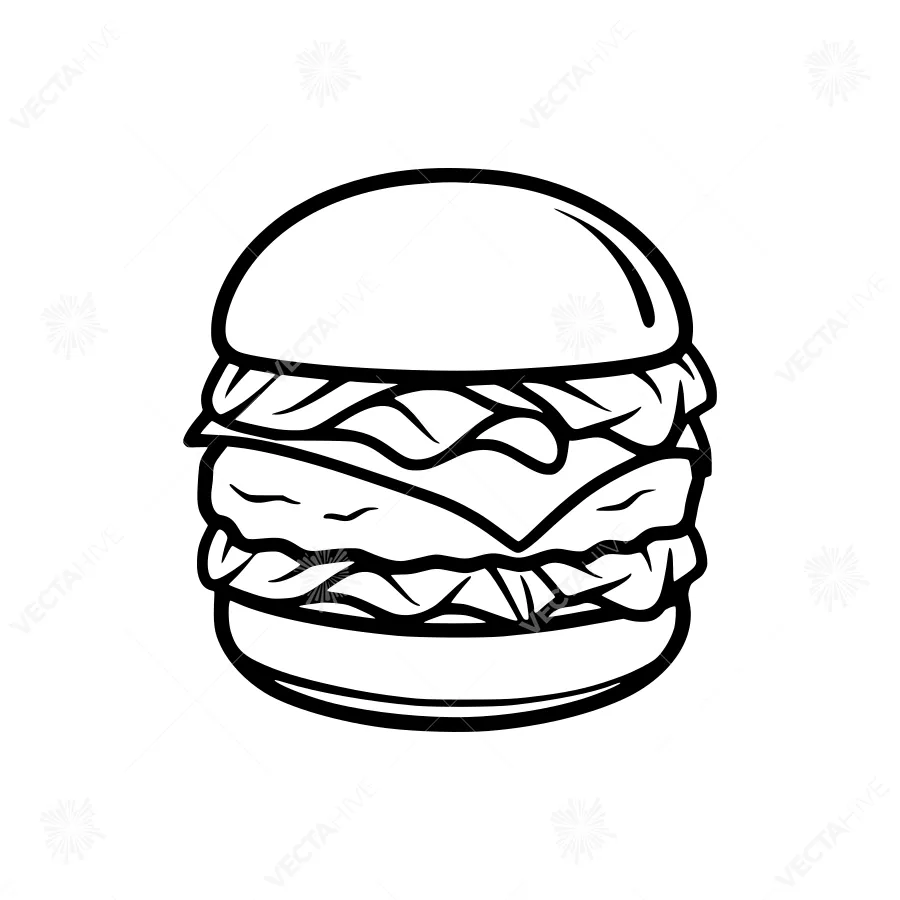 Burger Illustration - Black Outline
