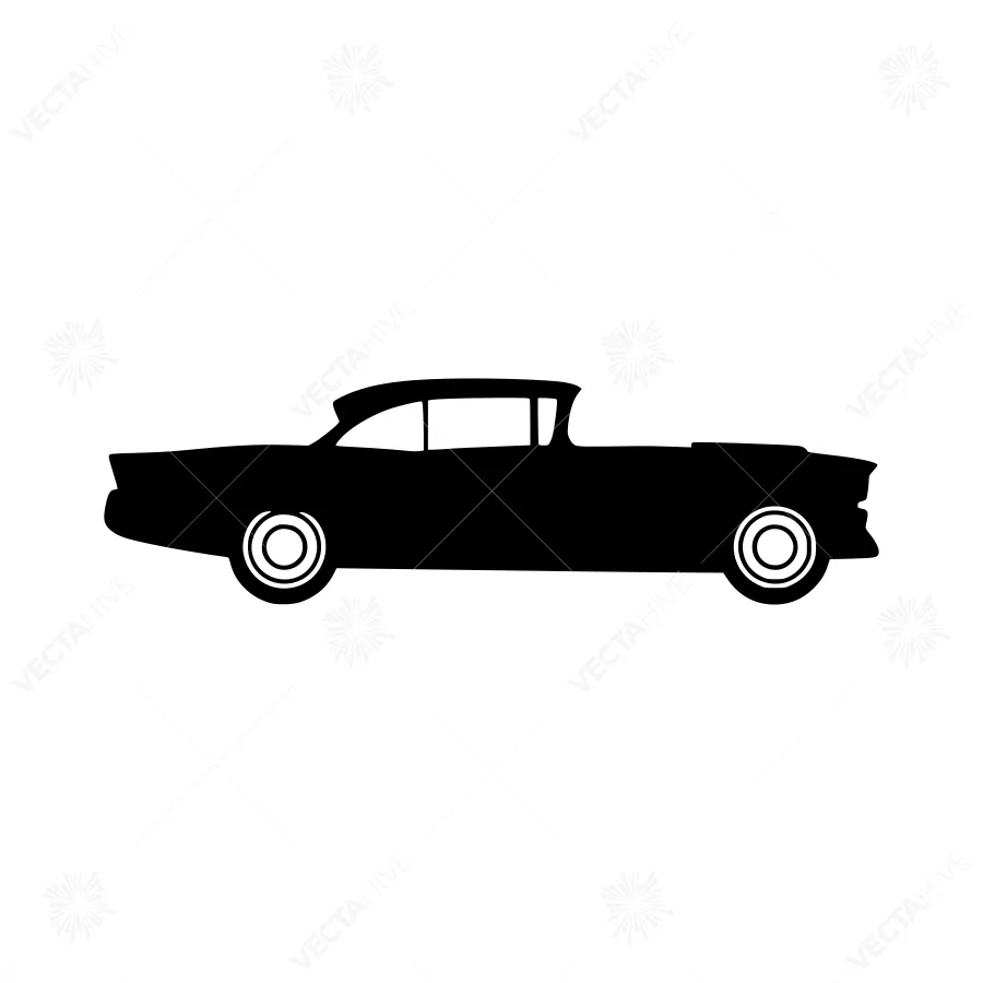 Vintage Car Silhouette Black & White