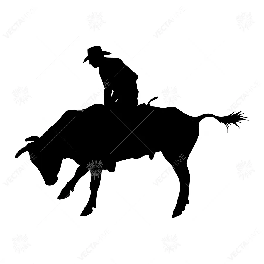 Silhouette Rodeo Rider Bull