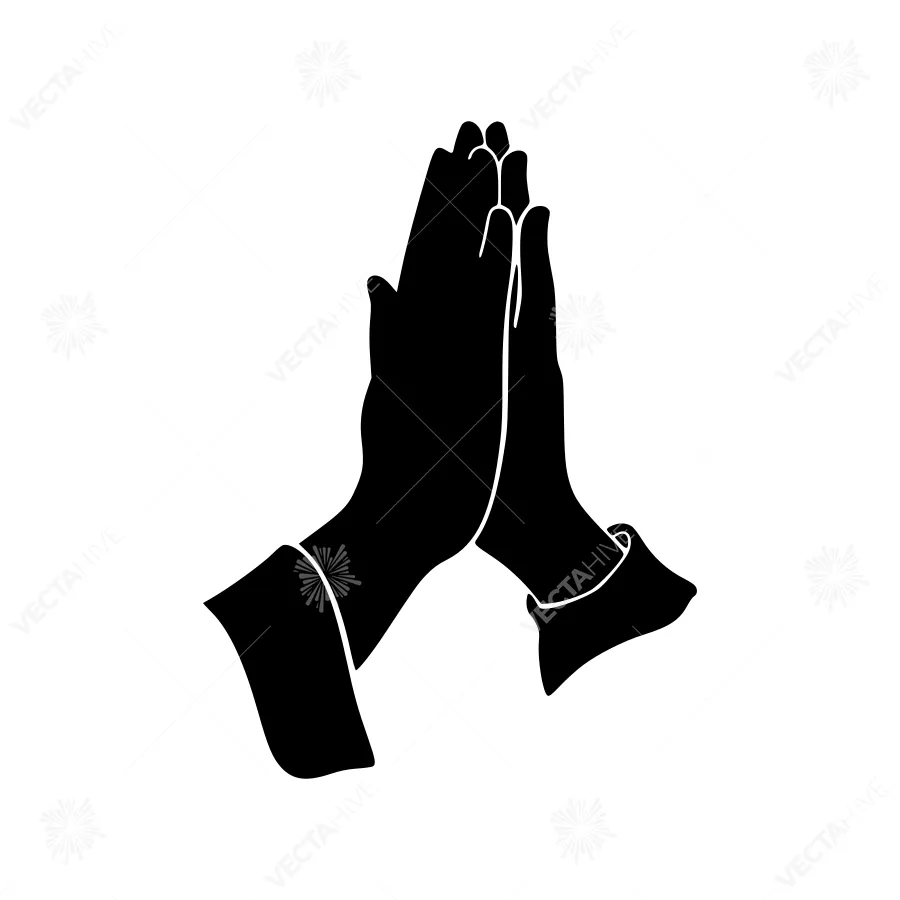 Hands Joined in Prayer - Silhouette Icon