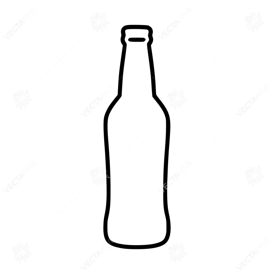 Bottle Outline Icon - Black Line Art