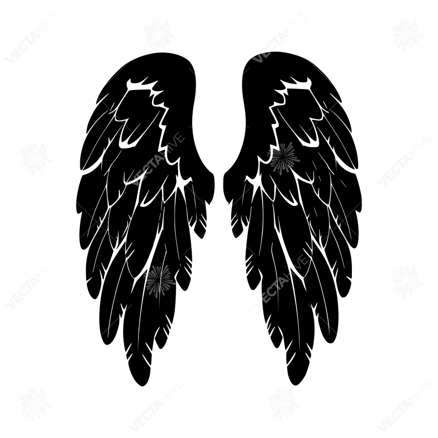 Black Angel Wings Silhouette Vector
