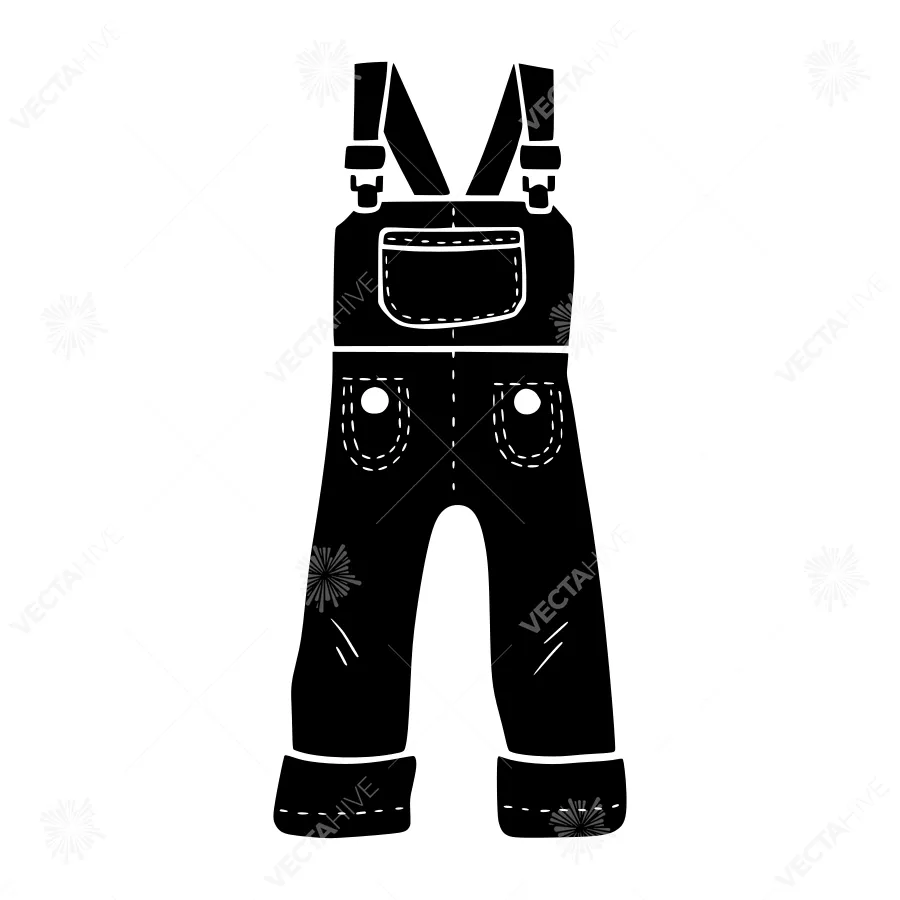 Black Denim Overalls Silhouette