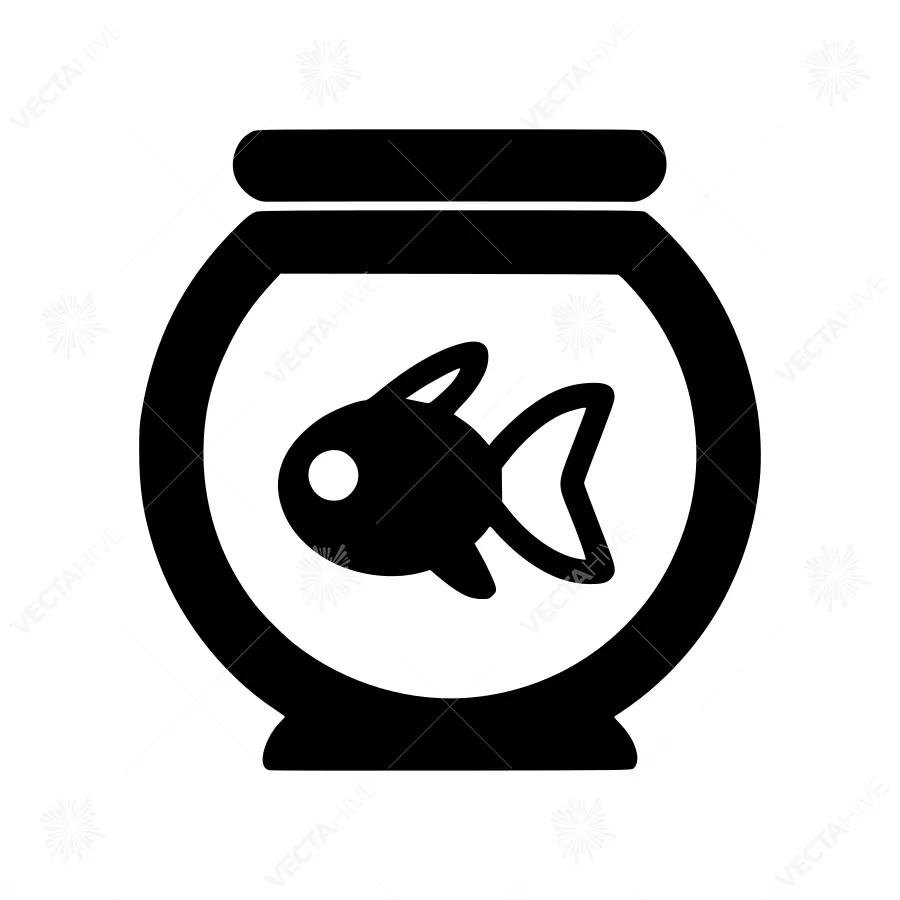 Fish in Bowl Icon - Vector Illustration