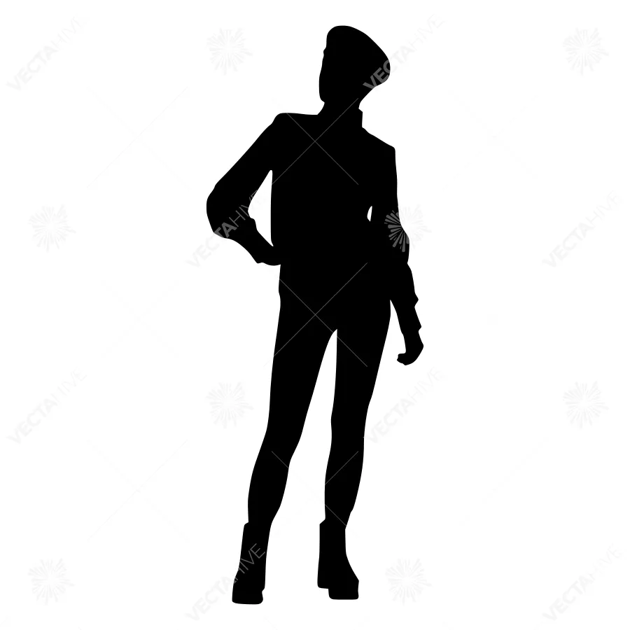 Black Silhouette Fashion Model Beret