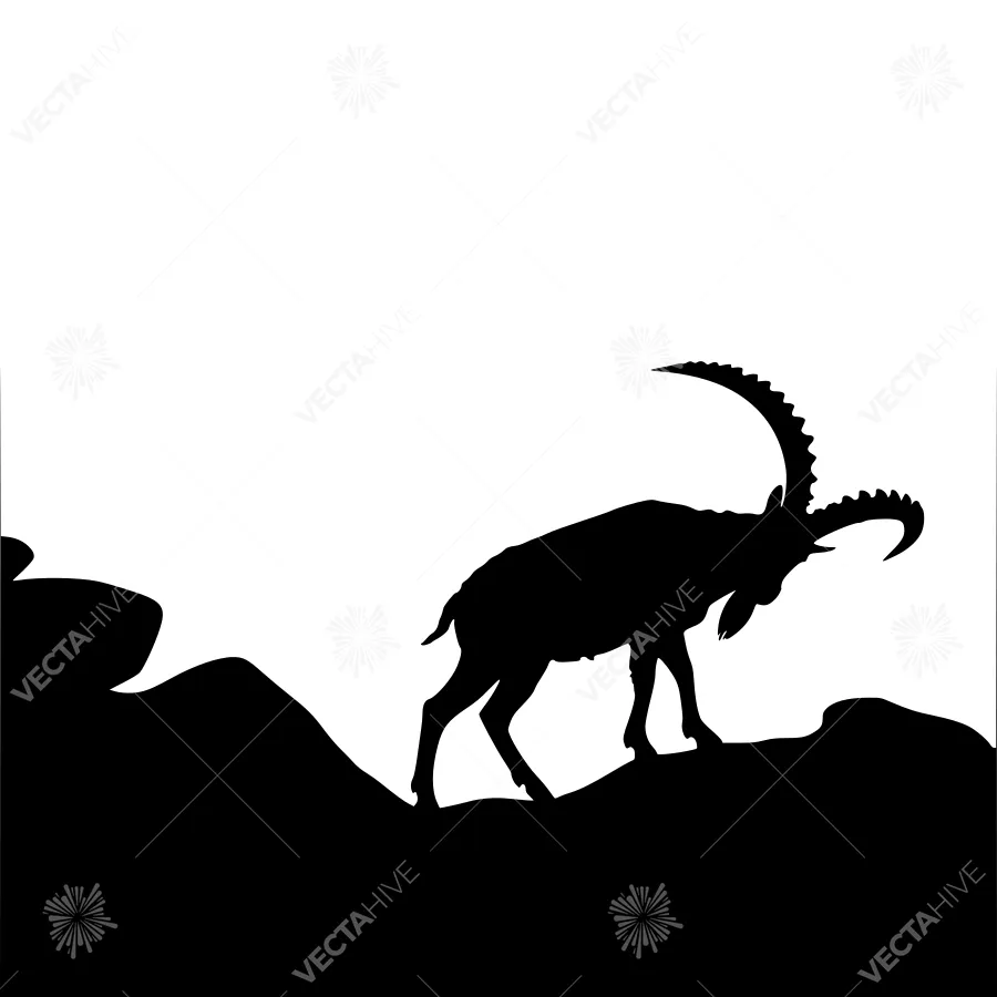 Silhouette Ibex Mountain Landscape