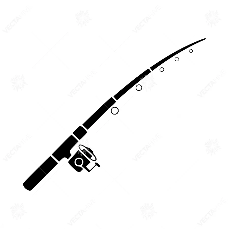 Fishing Rod Icon - Black Outline