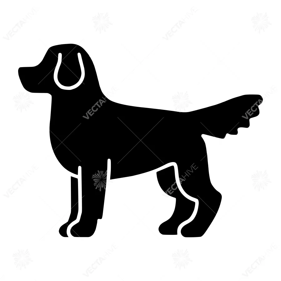 Silhouetted Golden Retriever Dog Icon