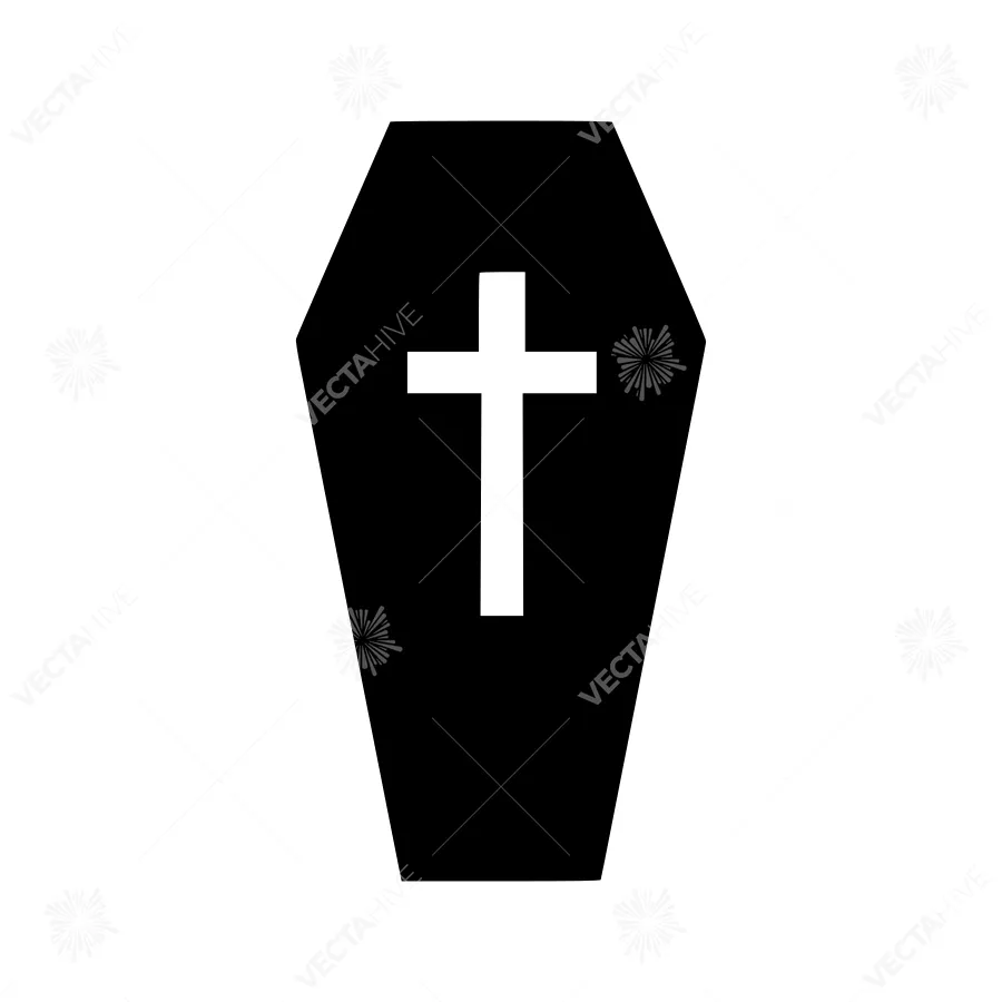 Coffin with Cross Icon - Vector Illustration