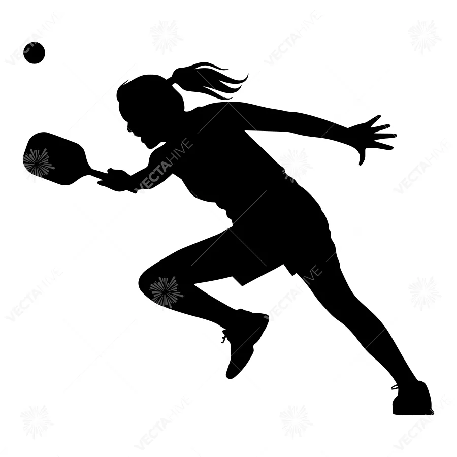 Silhouette Woman Playing Pickleball