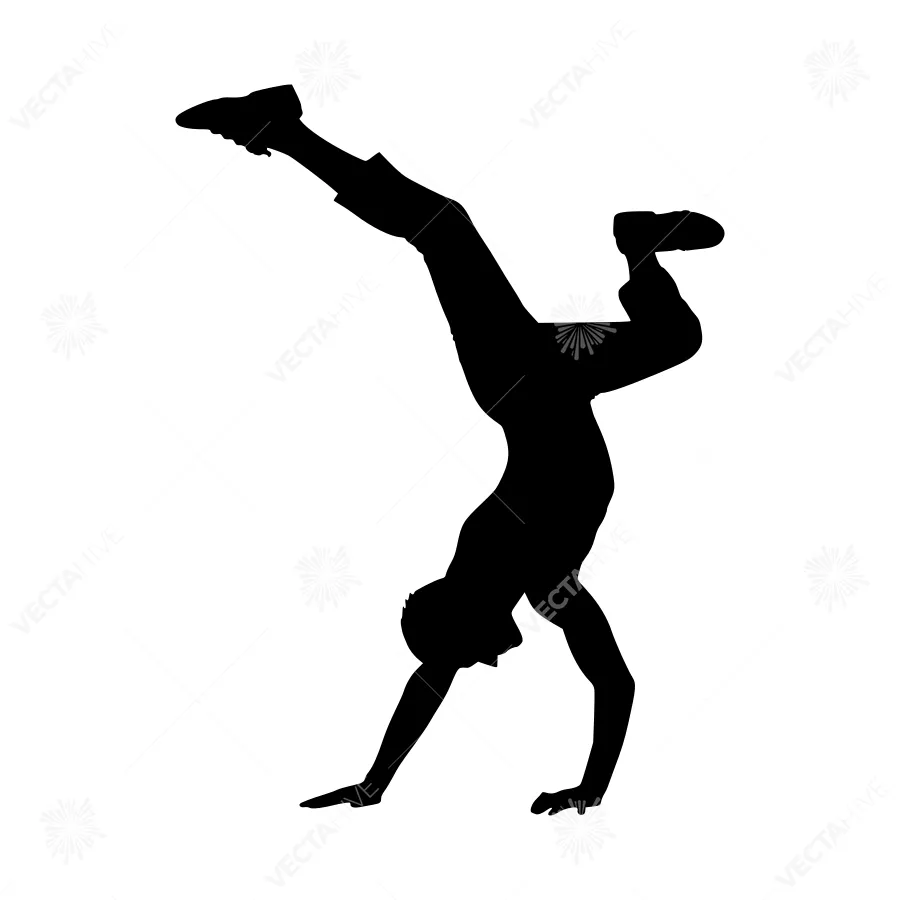 Silhouette Acrobat Handstand - Black Outline