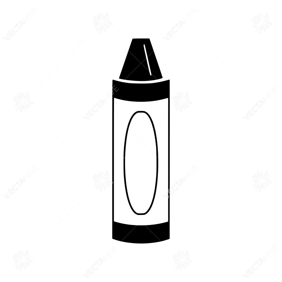 Black Crayon Icon - Simple Outline