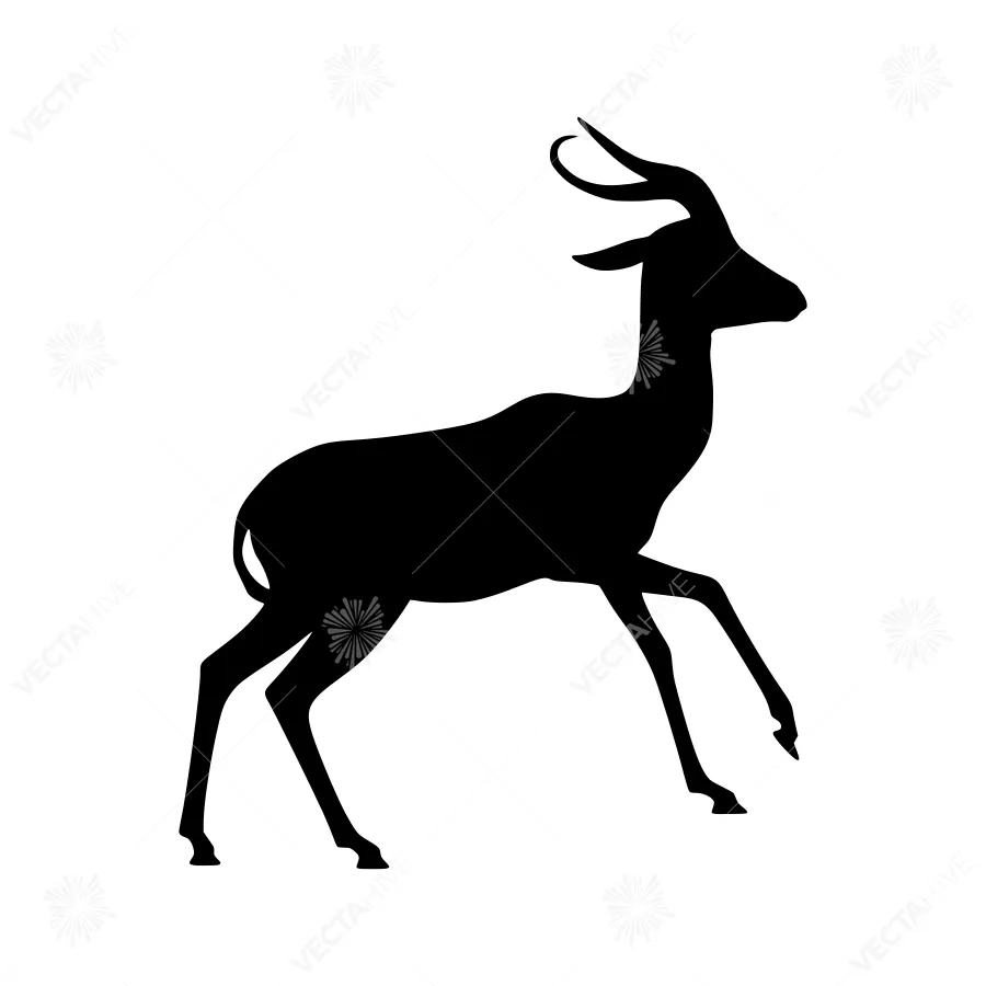 Silhouette of a Gazelle - Black Animal Vector