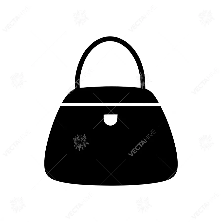 Black Handbag Icon - Vector Illustration