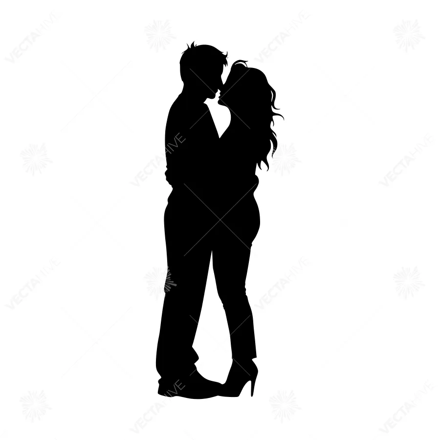 Silhouette Couple Embrace - Romantic Black & White