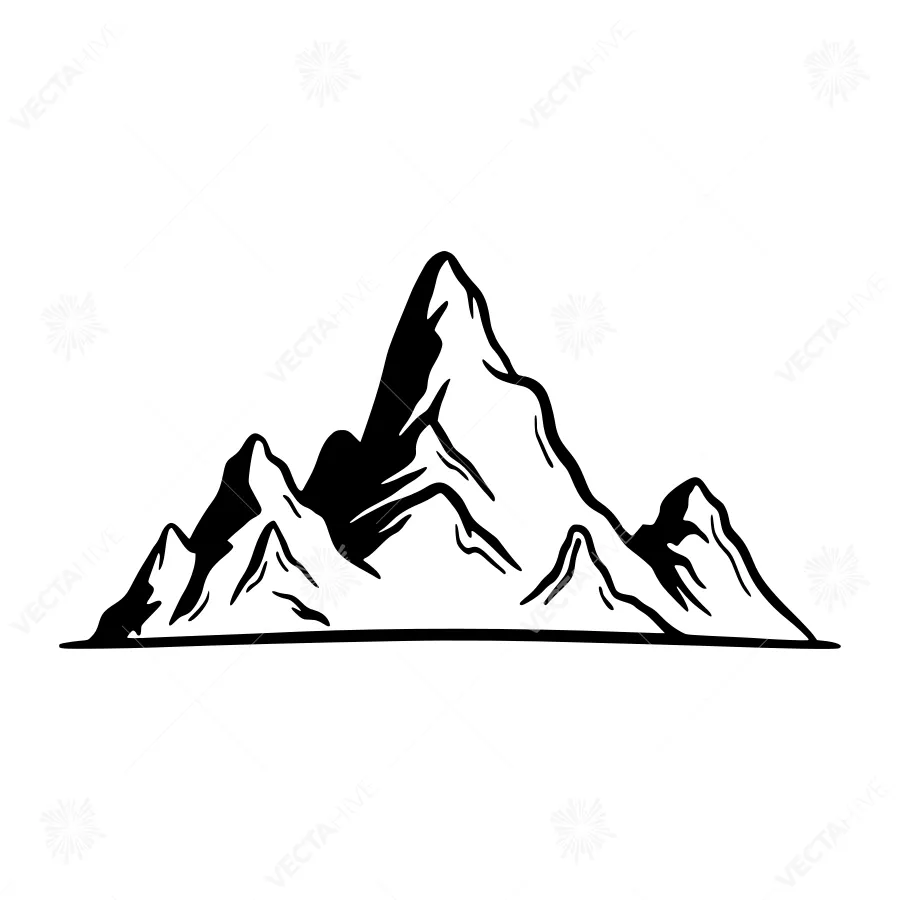 Mountain Silhouette Outline Vector Illustration