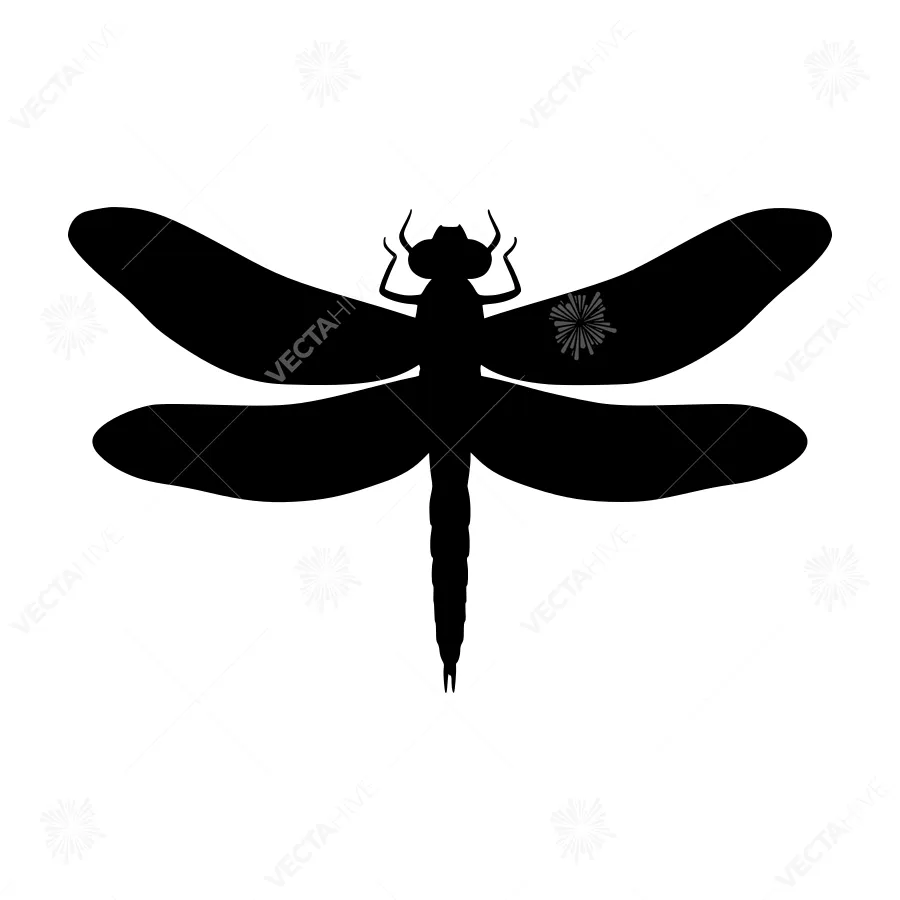 Black Dragonfly Silhouette Vector Illustration