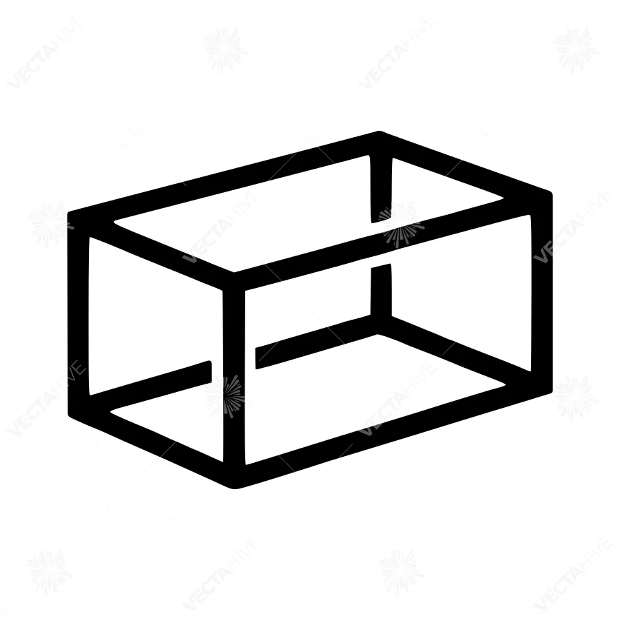 3D Cube Isometric Icon - Black on White