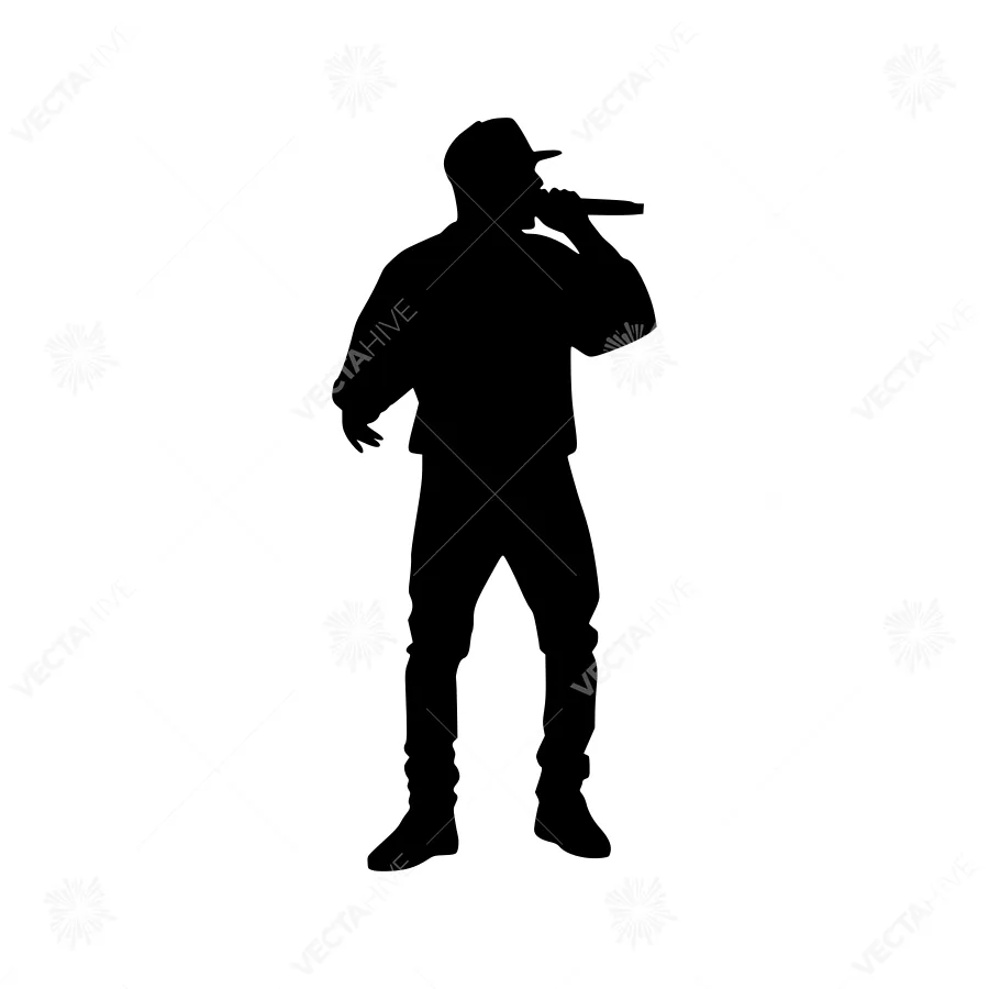 Silhouette Singer Performing - Black Outline