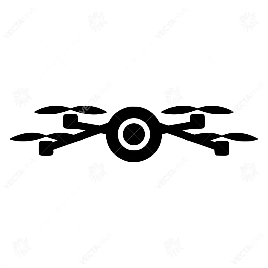 Drone Icon - Black Silhouette Vector