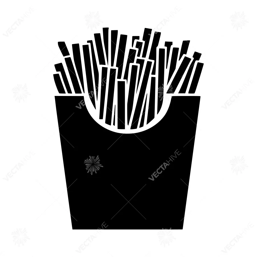 Black & White French Fries Icon