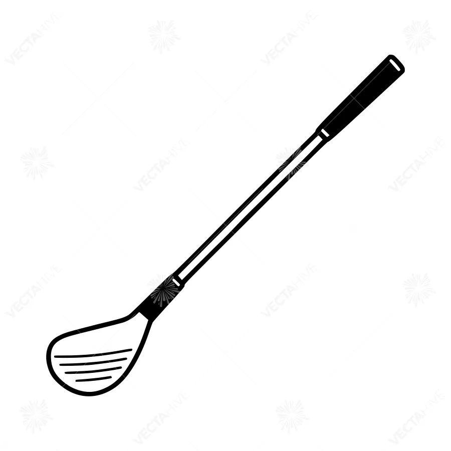 Golf Spoon - Black and White Line Art