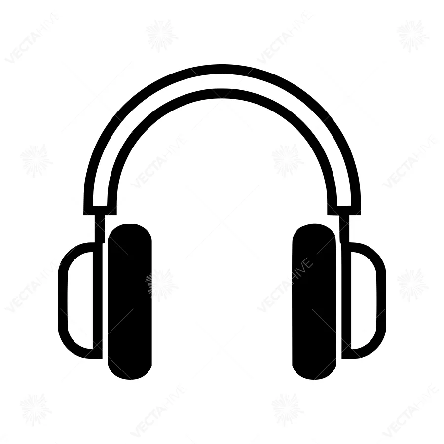 Black Headphones Icon - Minimalist Vector