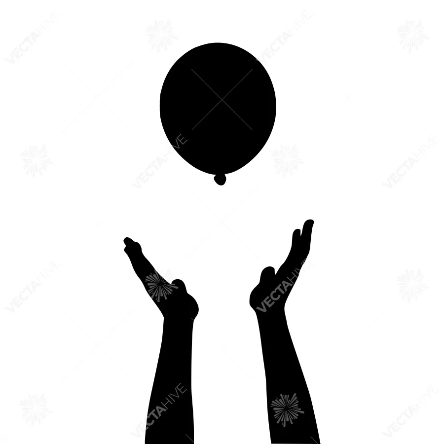 Silhouette Hands Reaching for Balloon