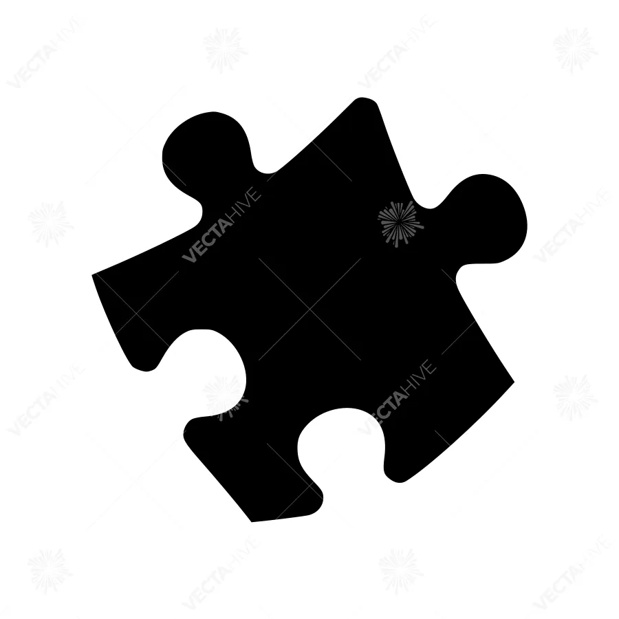 Puzzle Piece Icon - Black Silhouette