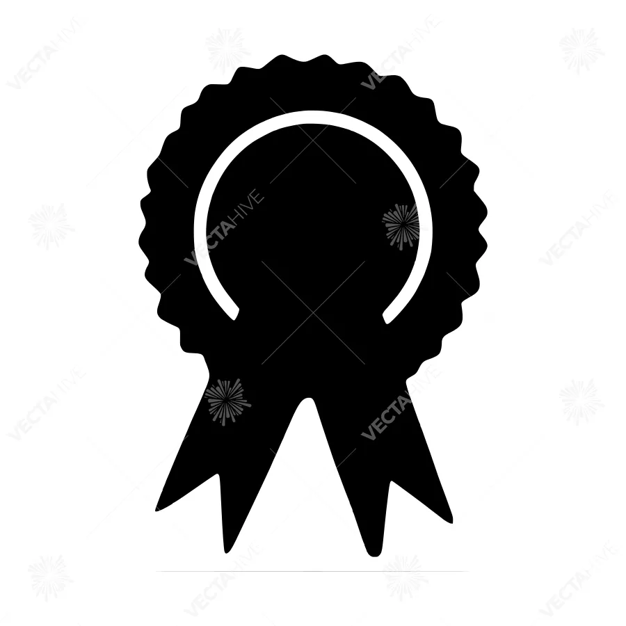 Black Ribbon Award Icon - Vector Illustration