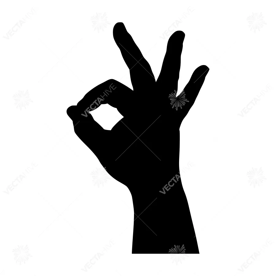 Black Hand OK Sign Silhouette
