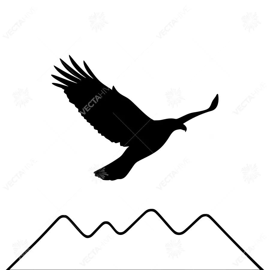 Silhouette Eagle Flying Over Mountains