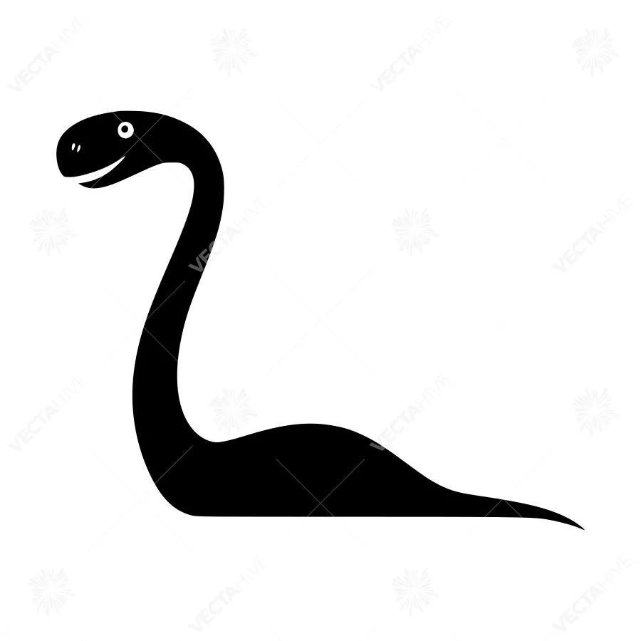 Cute Black Sea Serpent Silhouette