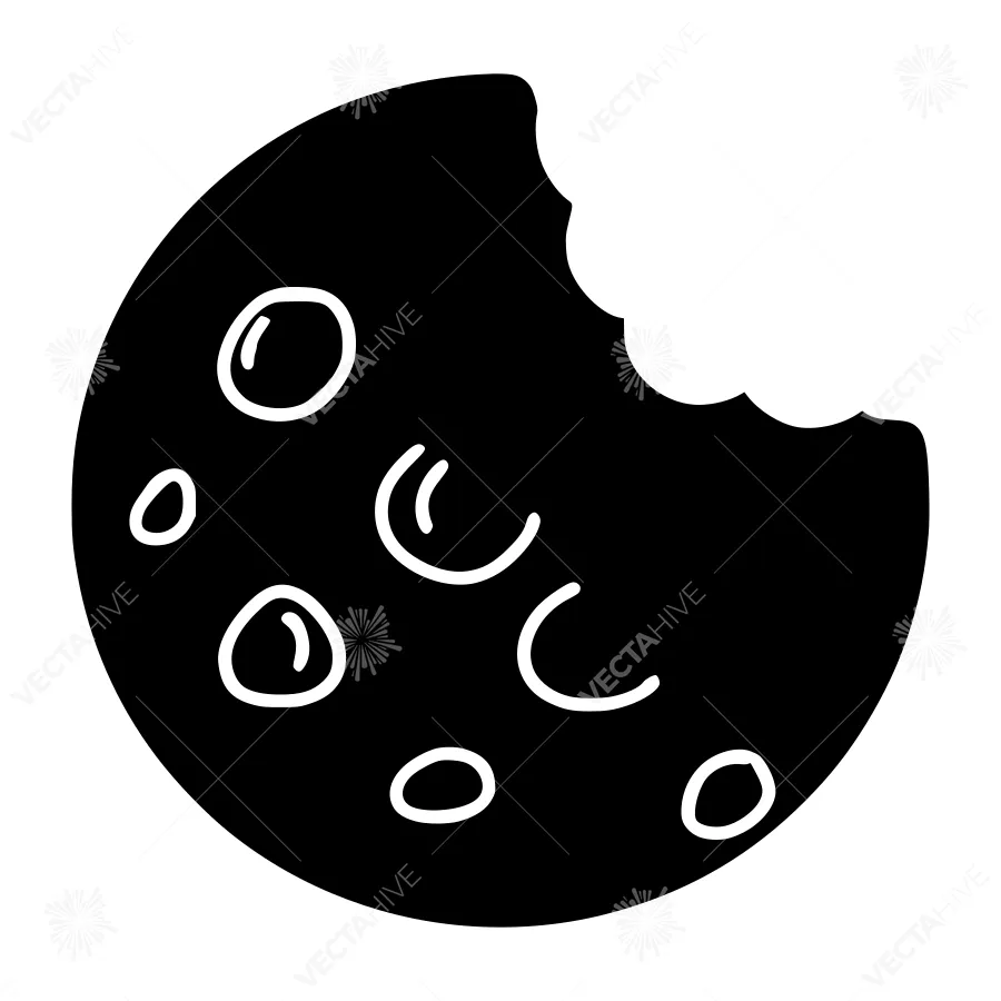 Black Cookie Bite Icon - Simple Outline Design