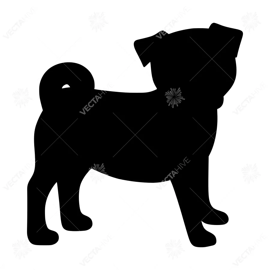 Silhouette Pug Dog Vector Graphic