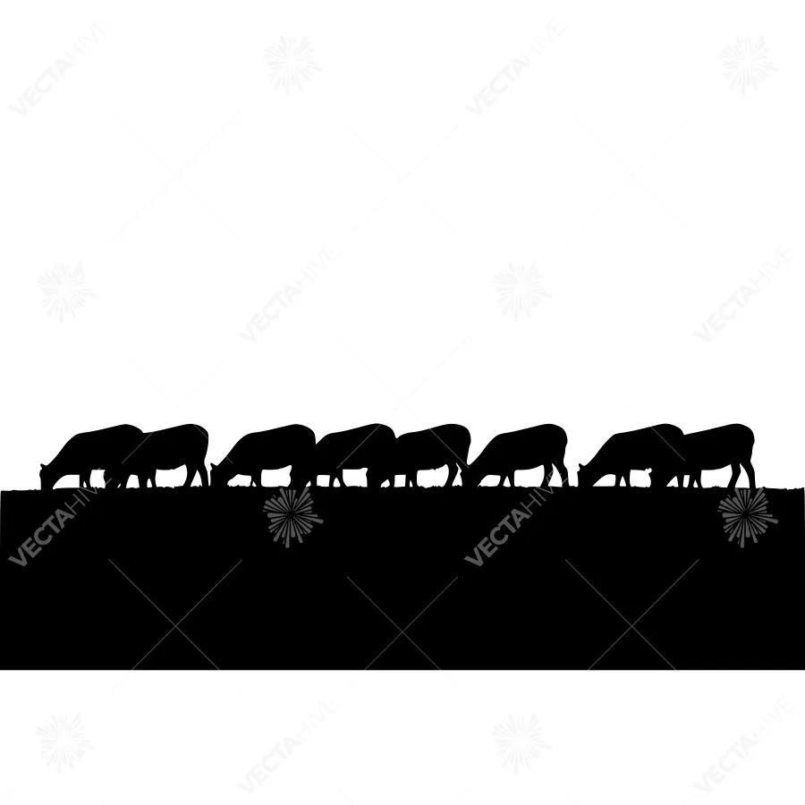 Silhouette Cows Grazing - Minimalist Landscape