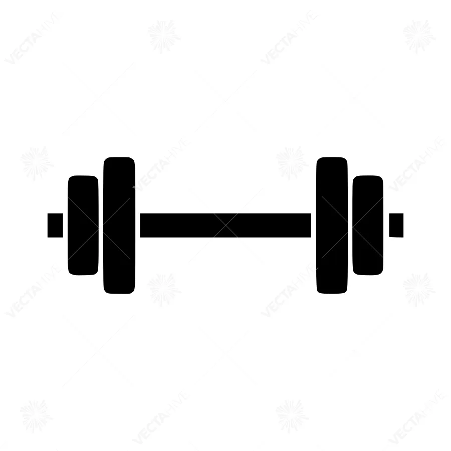 Black Dumbbell Icon - Fitness Vector Illustration
