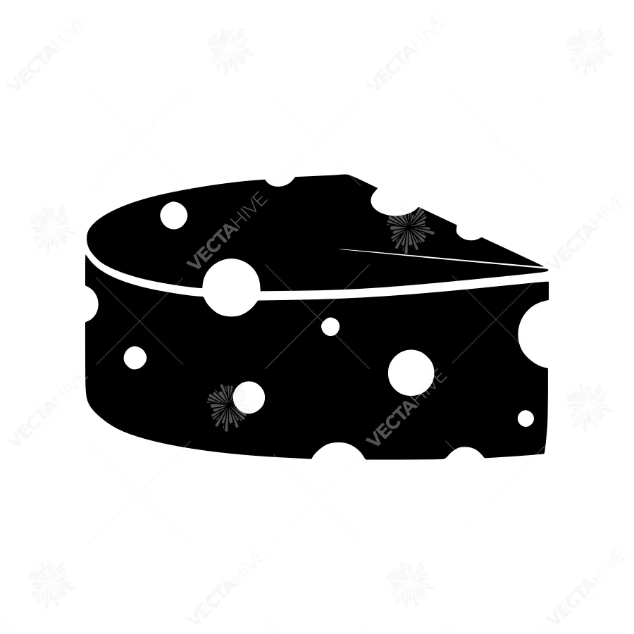 Cheese Slice Icon - Simple Black Silhouette