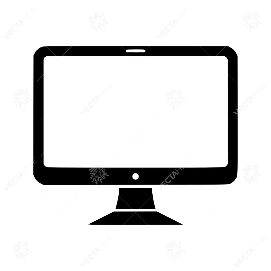 Computer Monitor Icon - Black Outline
