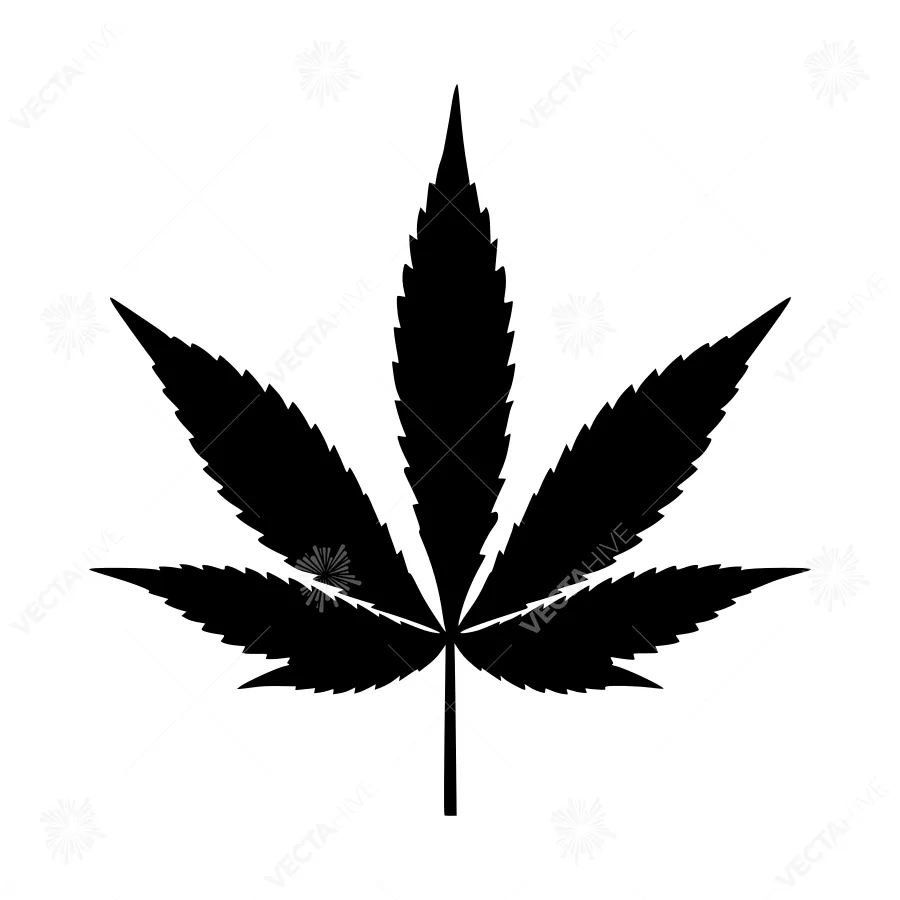 Black Cannabis Leaf Silhouette Icon